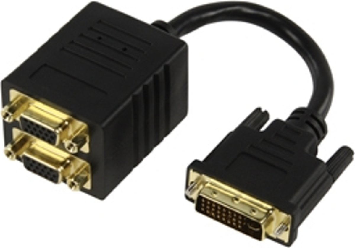 Y-splitter DVI-I(m) -> 2x VGA(f) verguld 0,15 m